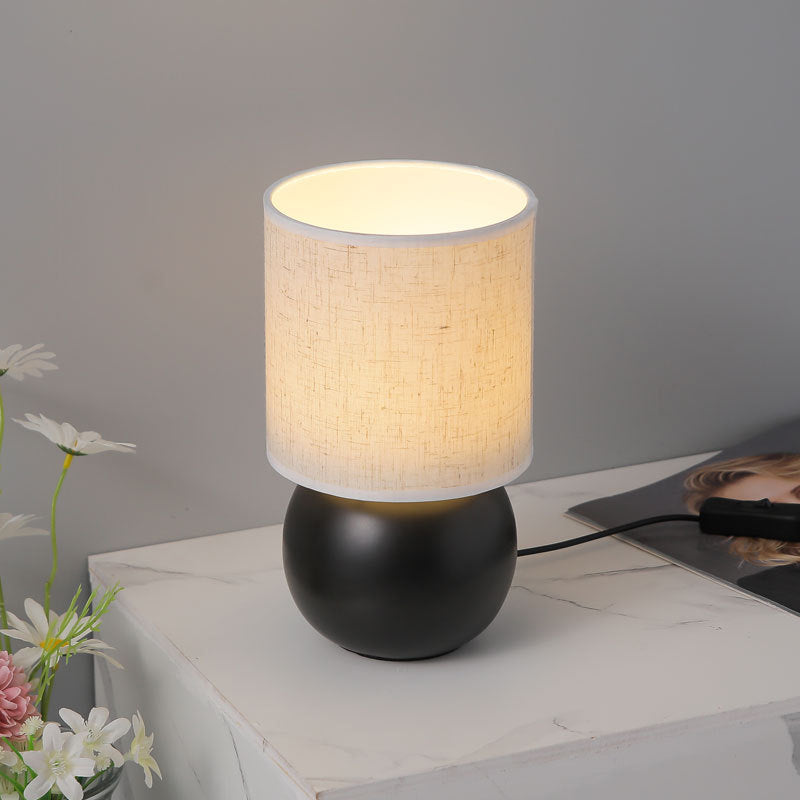 Round Orb Ceramic Fabric Table Lamp