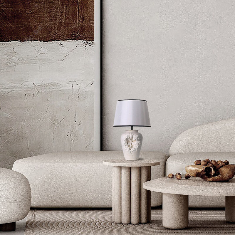 Carved Vase Ceramic Fabric Table Lamp