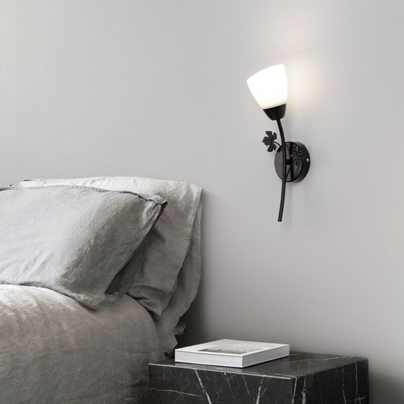 Iron Glass Flower Bud Wall Lamp