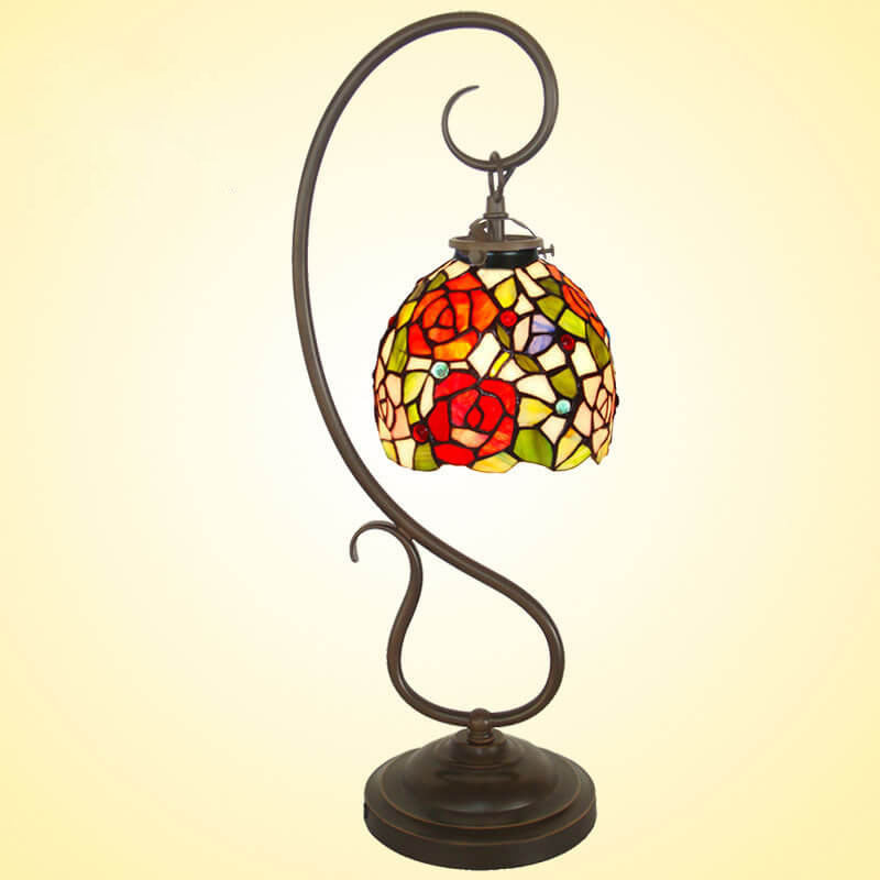 Rose Lantern Stained Glass Table Lamp