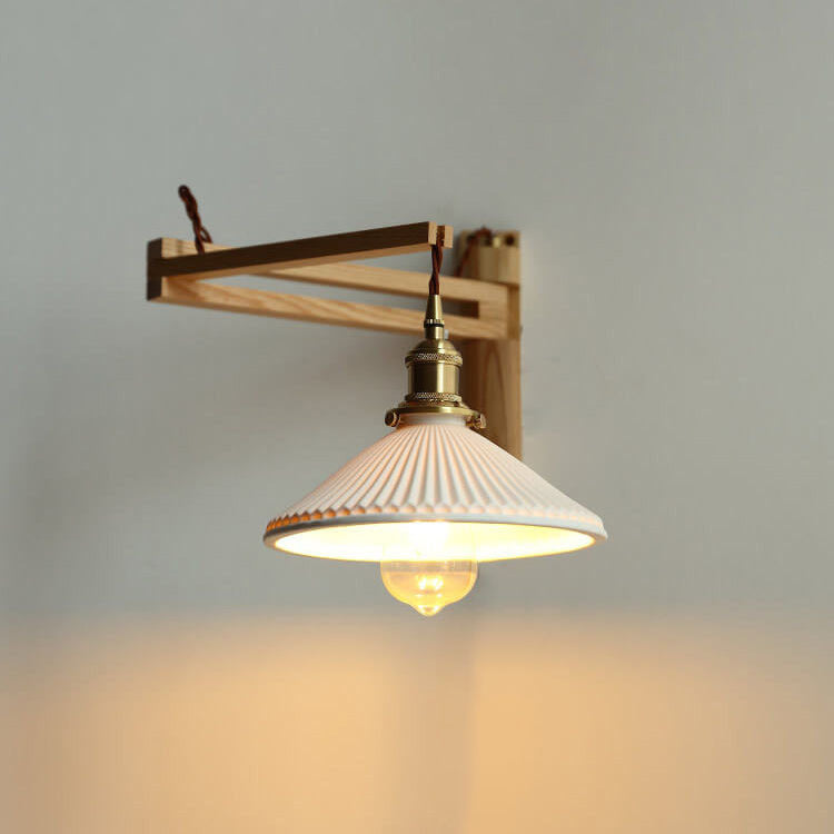 Milk White Striped Glass Wall Lamp