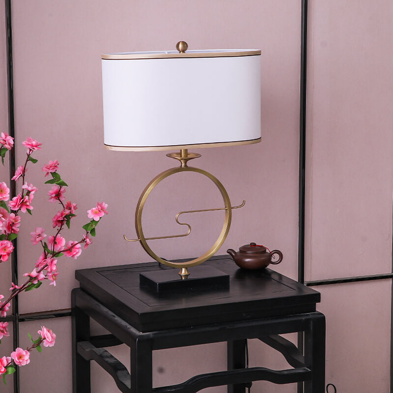 Brass Ring Fabric Table Lamp