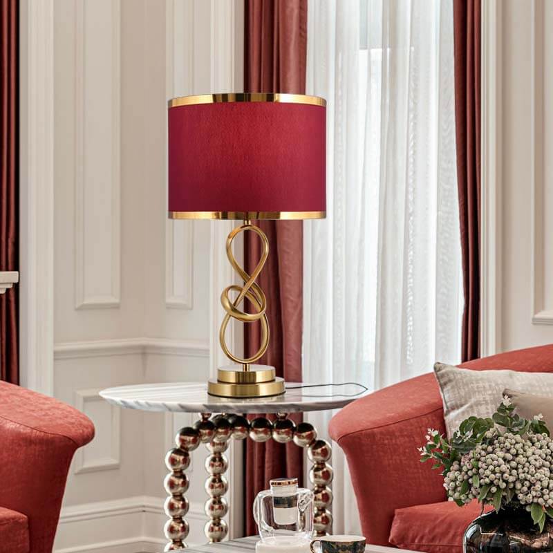 Red Fabric Knot Ring Table Lamp