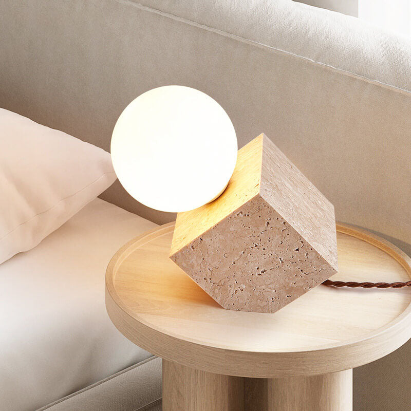 Nostalgic Yellow Travertine Inclined Table Lamp