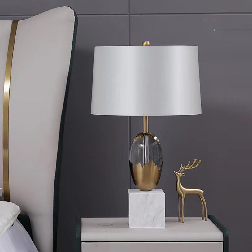 Fabric Crystal Marble Bedroom Table Lamp