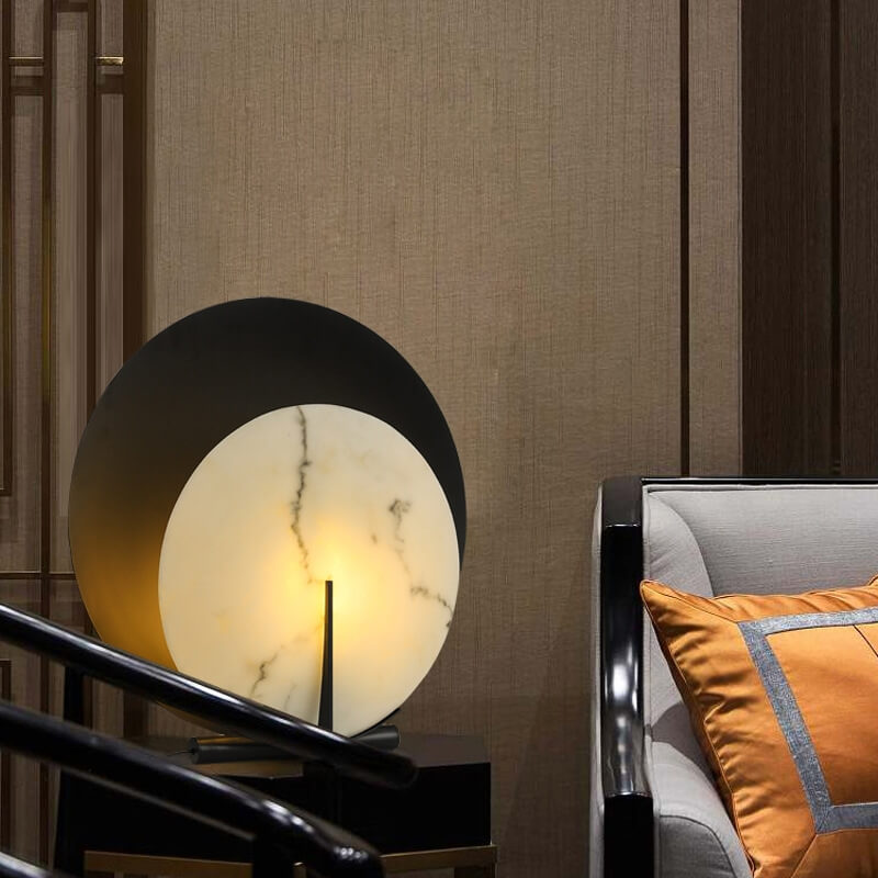 Double Discs Marble Iron Table Lamp