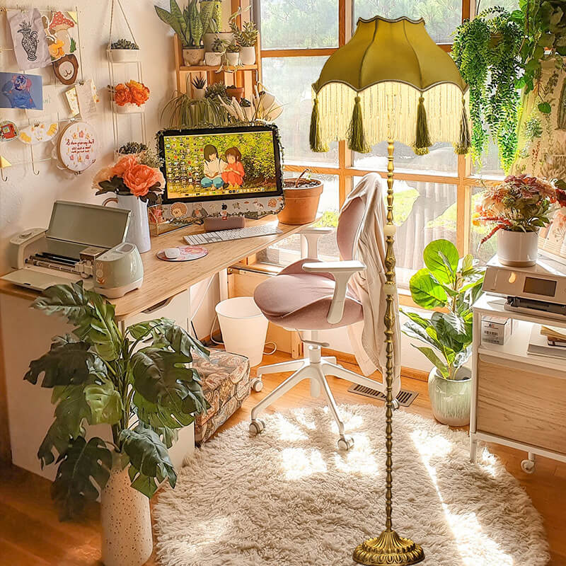 Brass Umbrella Tassels Living Floor Lamp