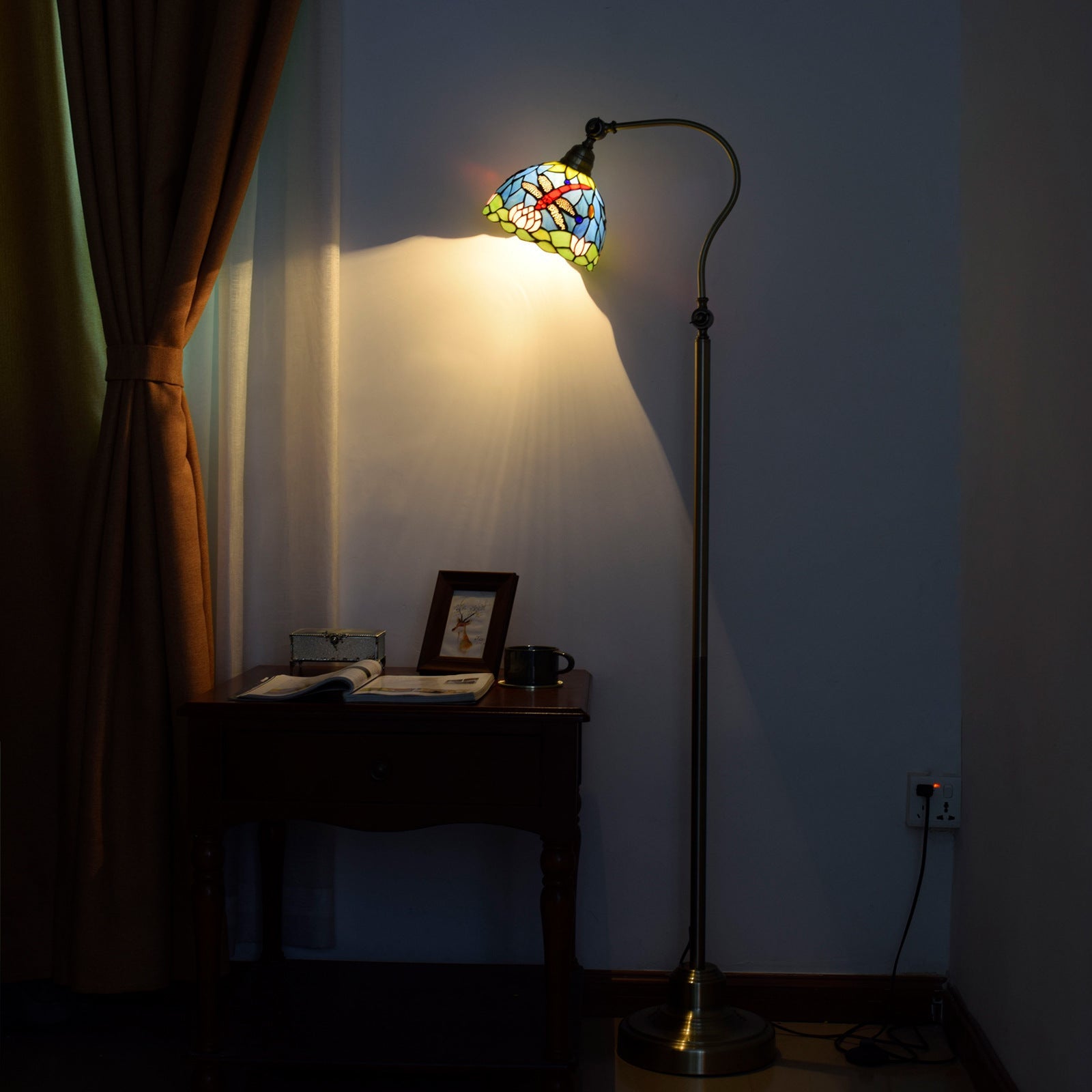 Iron Glss Dome Round Floor Lamp