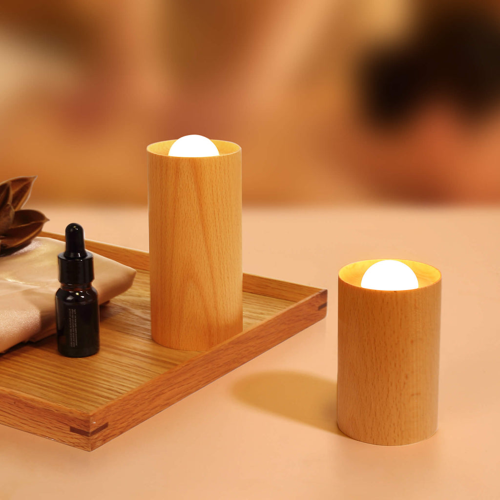 Wooden Cylindrical Table Lamp