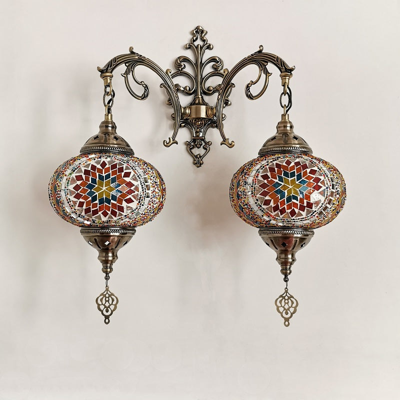 Decorative Lantern Hardware Stained 2-Light Wall Lamp