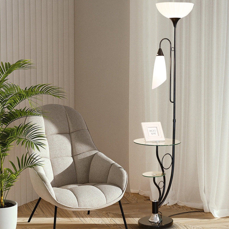 Flower Glass Table Iron 2-Light Floor Lamp
