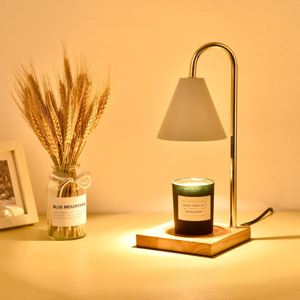 Conical Metal Wooden Melting Table Lamp