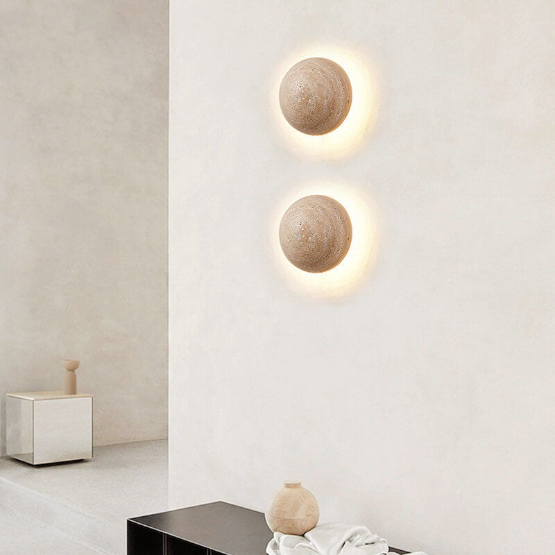 Round Yellow Travertine Wall Lamp