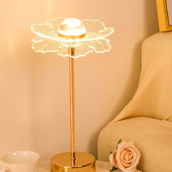 Acrylic Flower Butterfly Gold Table Lamp