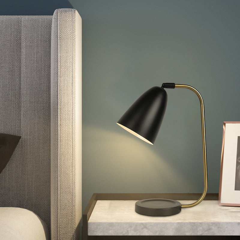 Round Iron Cylinder Bedroom Table Lamp