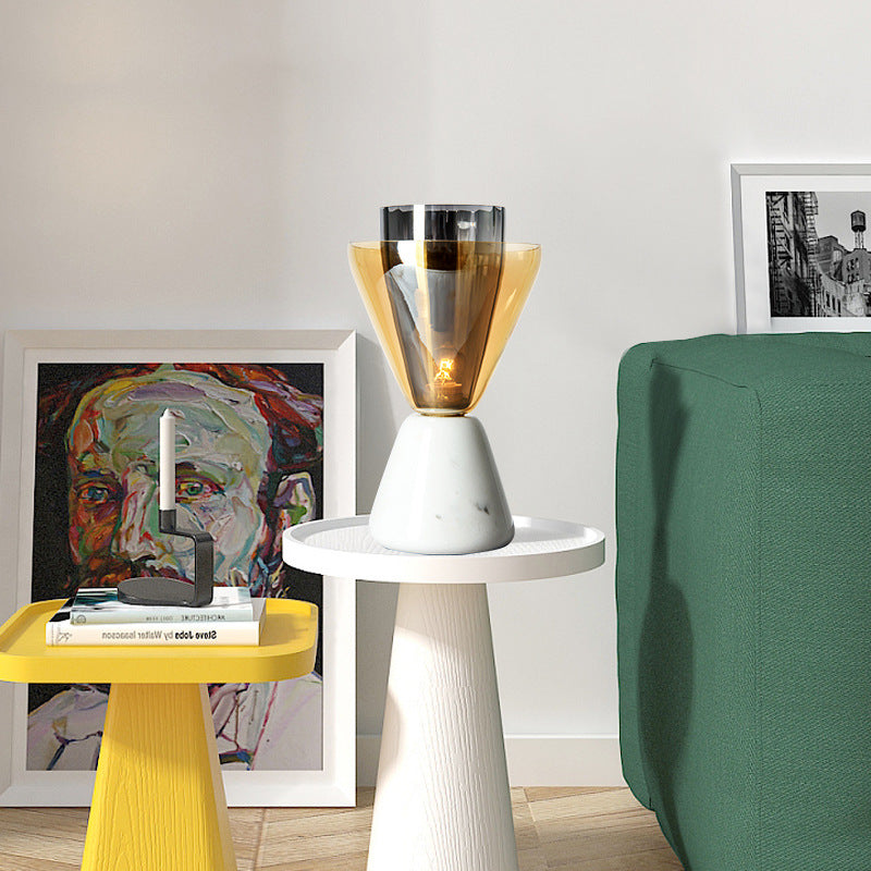 Marble Glass Cone Table Lamp