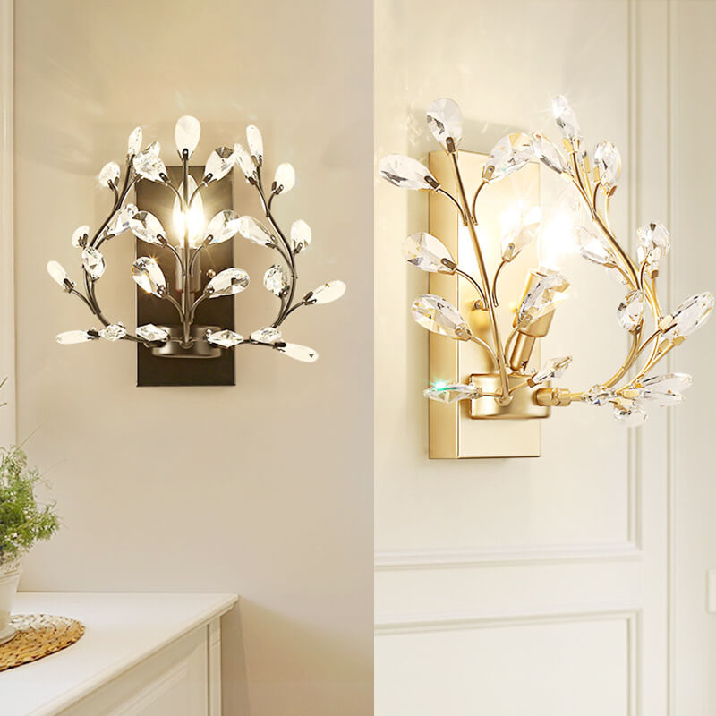 Crystal Leaf Wall Lamp