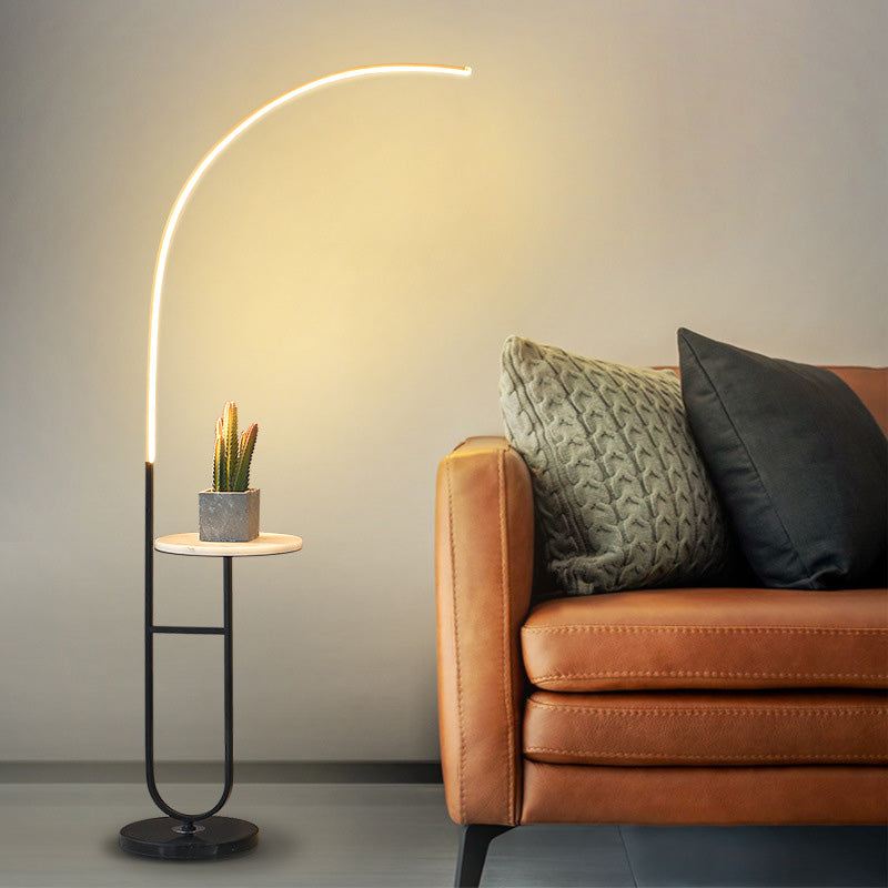 Arc Aluminum Strip Marble Floor Lamp