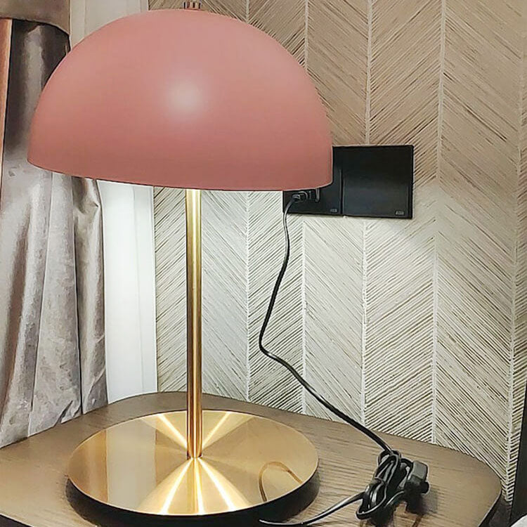 Pink Dome Copper Bedroom Table Lamp