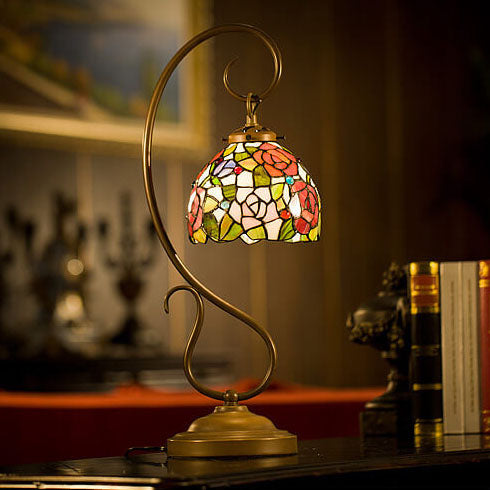 Rose Lantern Stained Glass Table Lamp