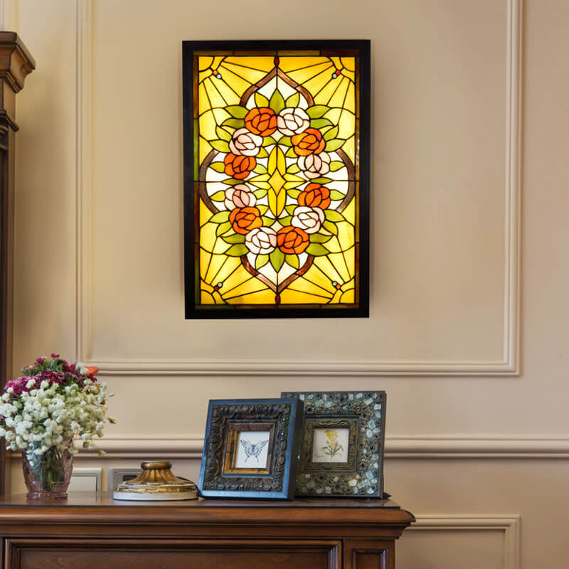 Pastoral Rose Pattern Mural Wall Lamp