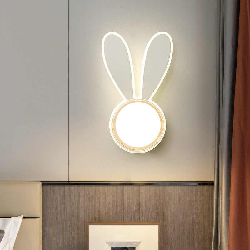 Rabbit Round Acrylic Bedroom Wall Lamp