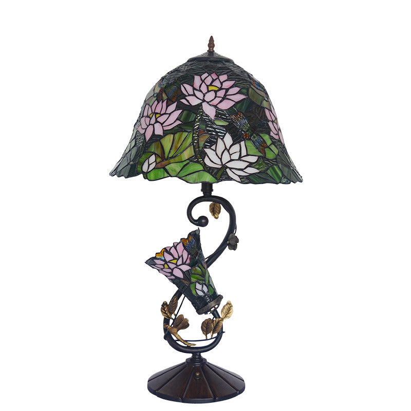 Bouquet Iron Stained Glass 3-Light Table Lamp