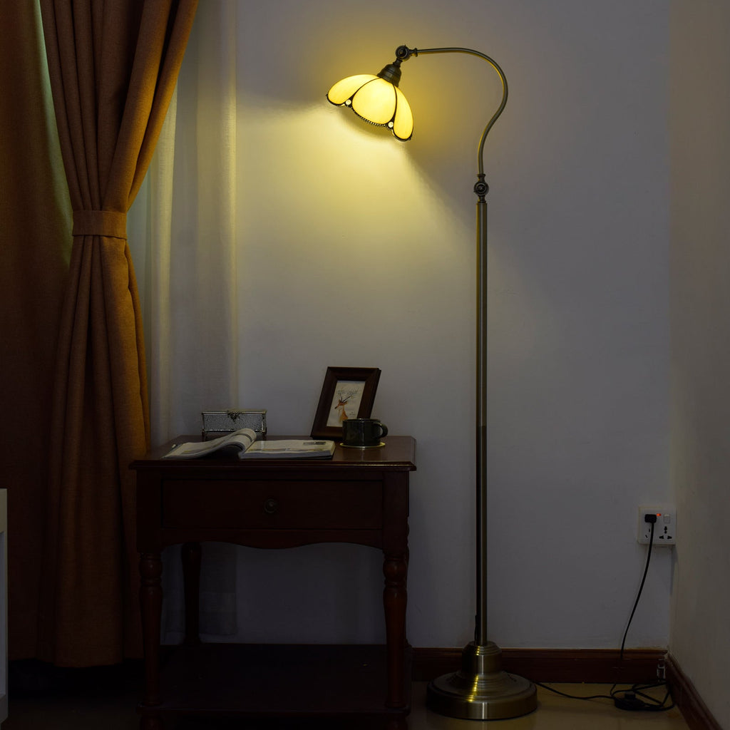 Floral Iron Glass Bedroom Floor Lamp