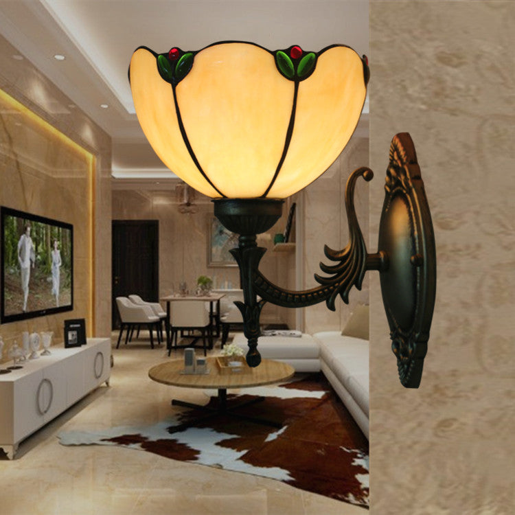 Milk Yellow Glass Gem Wall Lamp