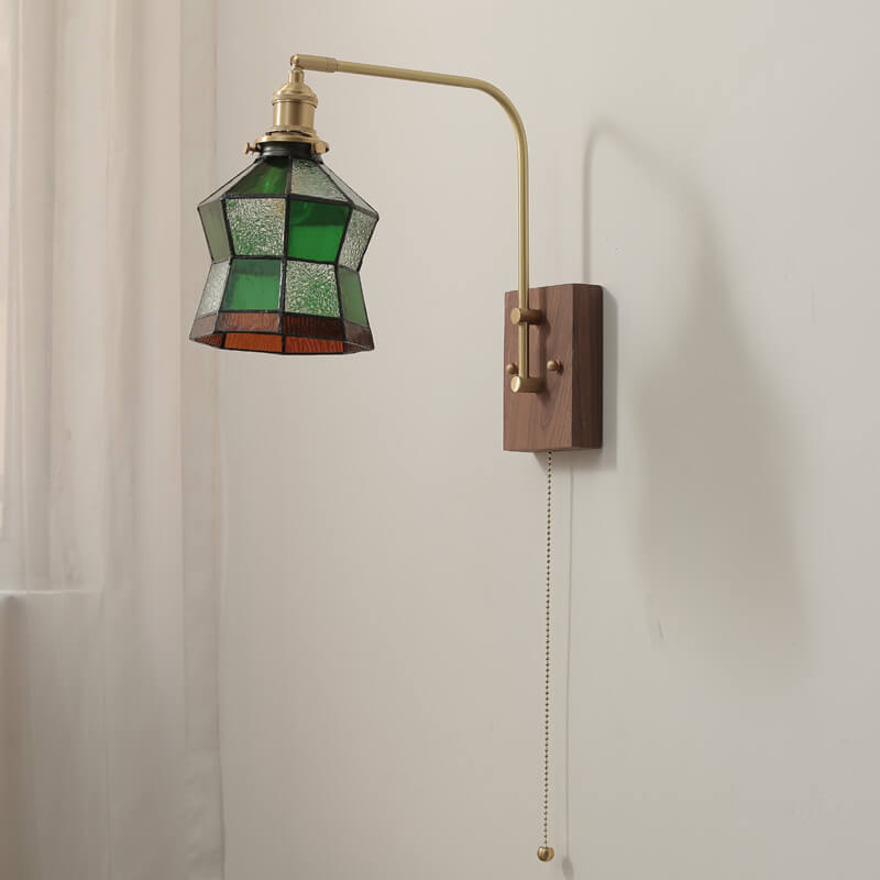 Green Mosaic Glass Cone Wall Lamp