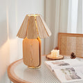Style Umbrella-Shaped Wood Brass Table Lamp