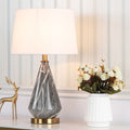 Tapered Ceramics Marble Fabric Table Lamp