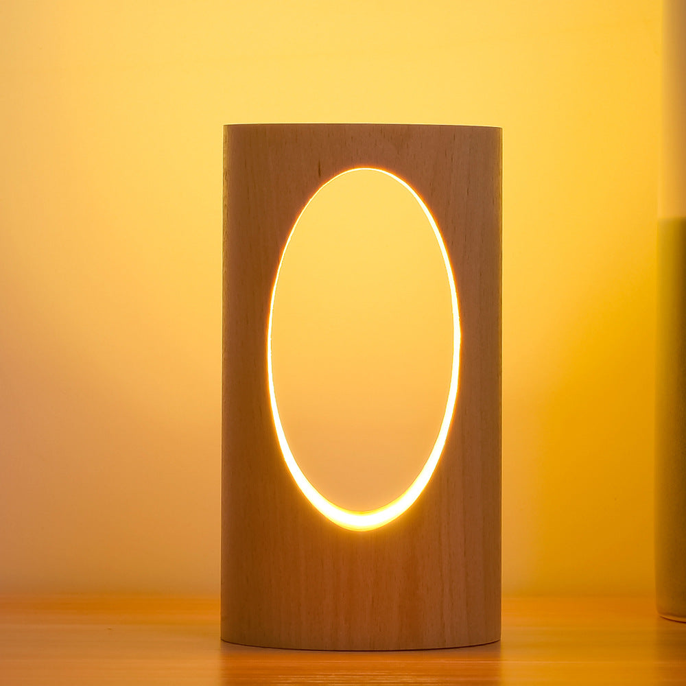 Solid Wood Rectangular Column Table Lamp