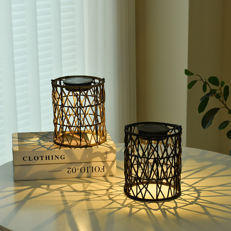 Rattan Weaving Cylinder Garden Outdoor Light