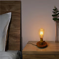 Glass Solid Wood Bedroom Table Lamp