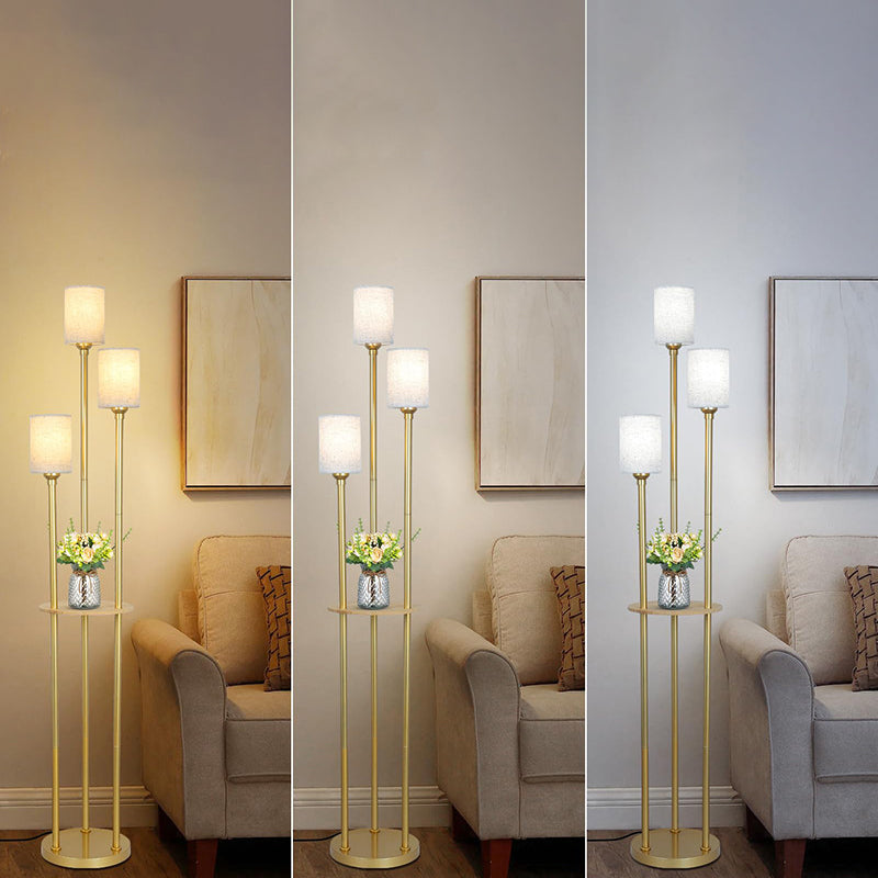 Cylinder Long Shelf Table 3-Light Floor Lamp