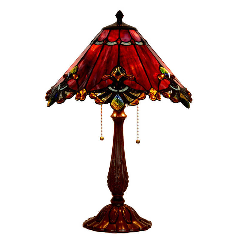 Mediterranean Stained Glass Tapered 2-Light Table Lamp