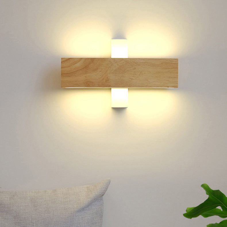 Wooden Acrylic Linear Bedroom Wall Lamp