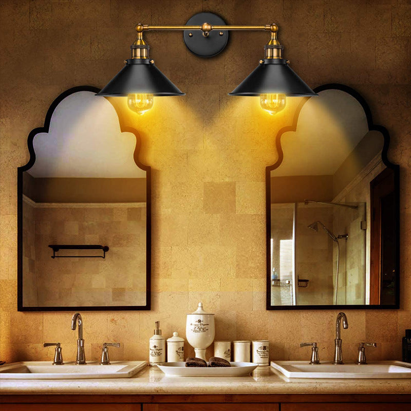 Tapered Pipe Iron Living 2-Light Wall Lamp