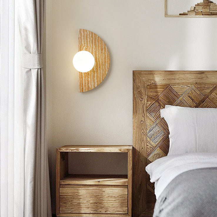 Semi-circular Stone Glass Wall Lamp