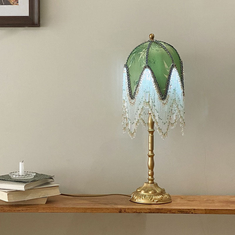 Tassel Leaf Iron Fabric Table Lamp