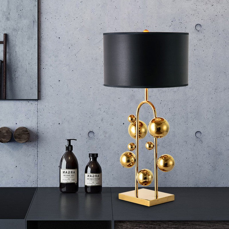 Fabric Round Iron Globe Table Lamp