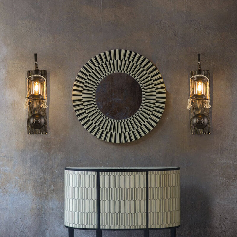 Wood Iron Wall Lamp