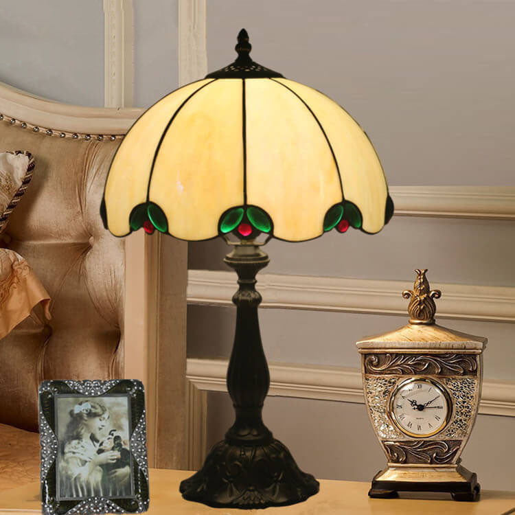 Beige Green Gem Dome Table Lamp