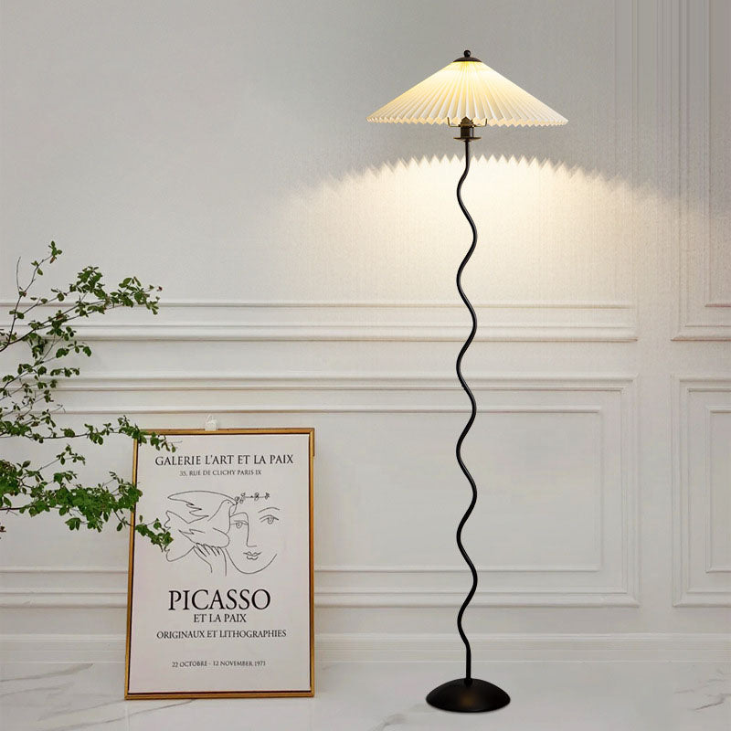 Vintage Fabric Pleated Shade Floor Lamp