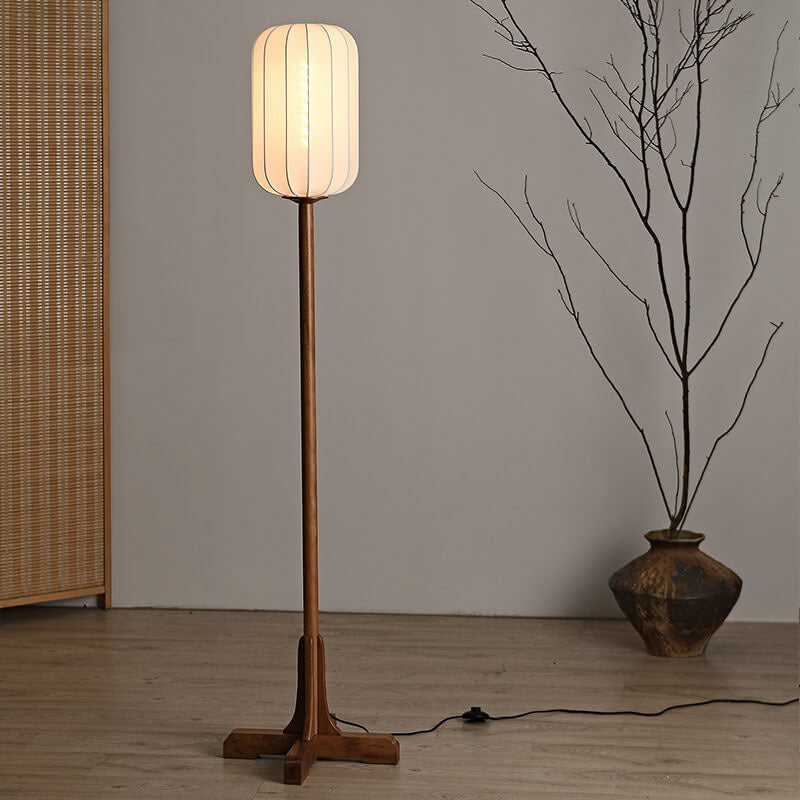 Japanese Zen Rosewood Base Floor Lamp