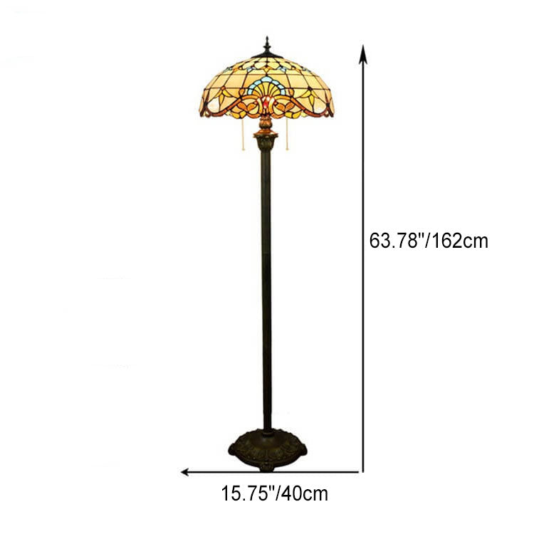 Baroque Stained Resin Iron 2-Light Floor Lamp