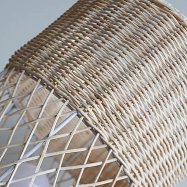 Rattan Weaving Round Column Floor Lamp