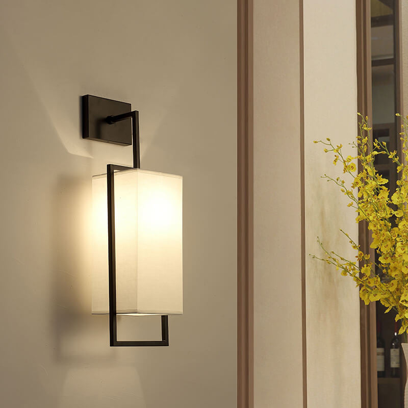 Square Fabric Iron Frame Wall Lamp