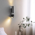 Rotatable Cylinder Metal Glass 2-Light Wall Lamp